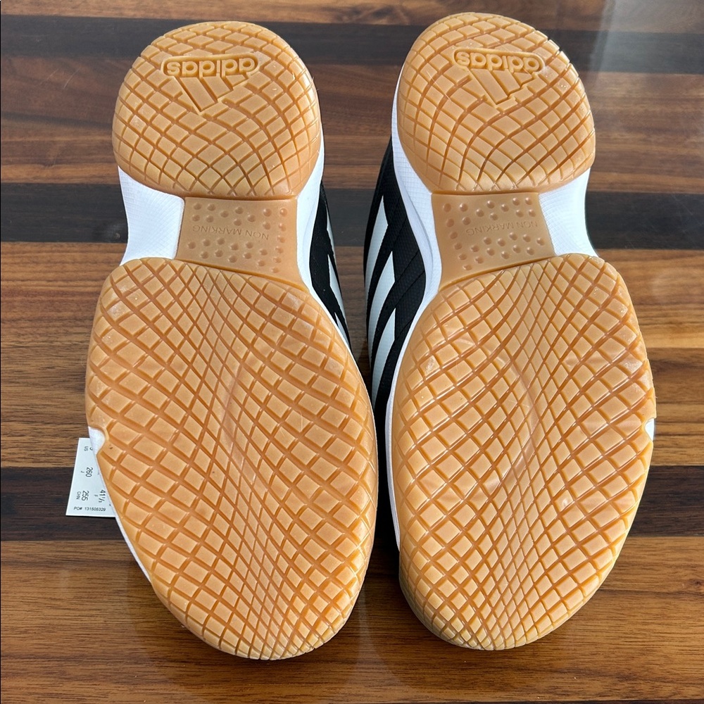 Adidas women’s Black and White Sneakers with Gum Sole - Picture 5 of 5